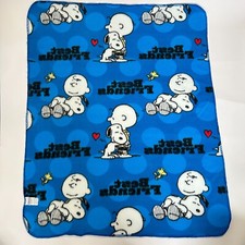Snoopy Peanuts Charlie Brown Woodstock Best Friends Blue Fleece Blanket 40"x 47"