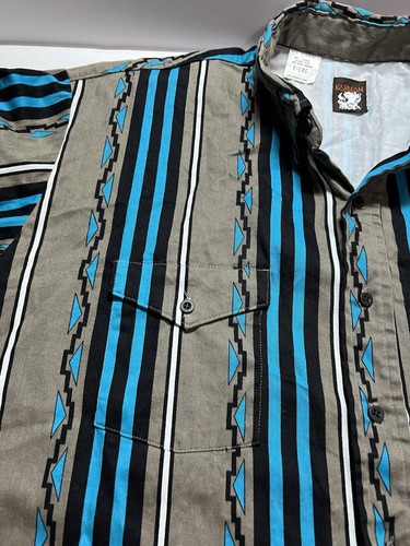 VINTAGE Karman Aztec Button Down Shirt Adult XL Western Pockets Mens USA Made - Picture 3 of 8