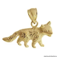 New 14k Yellow Gold Fox Pendant