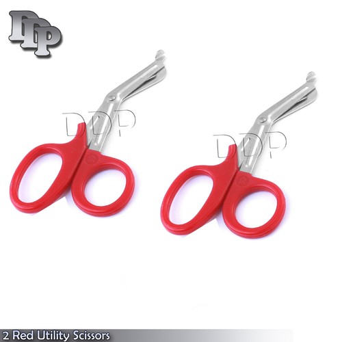 2 Pezzi EMT Utility Forbice Rossa 5,5" Forbici Mediche Paramediche Pronto Soccorso - Foto 3 di 3