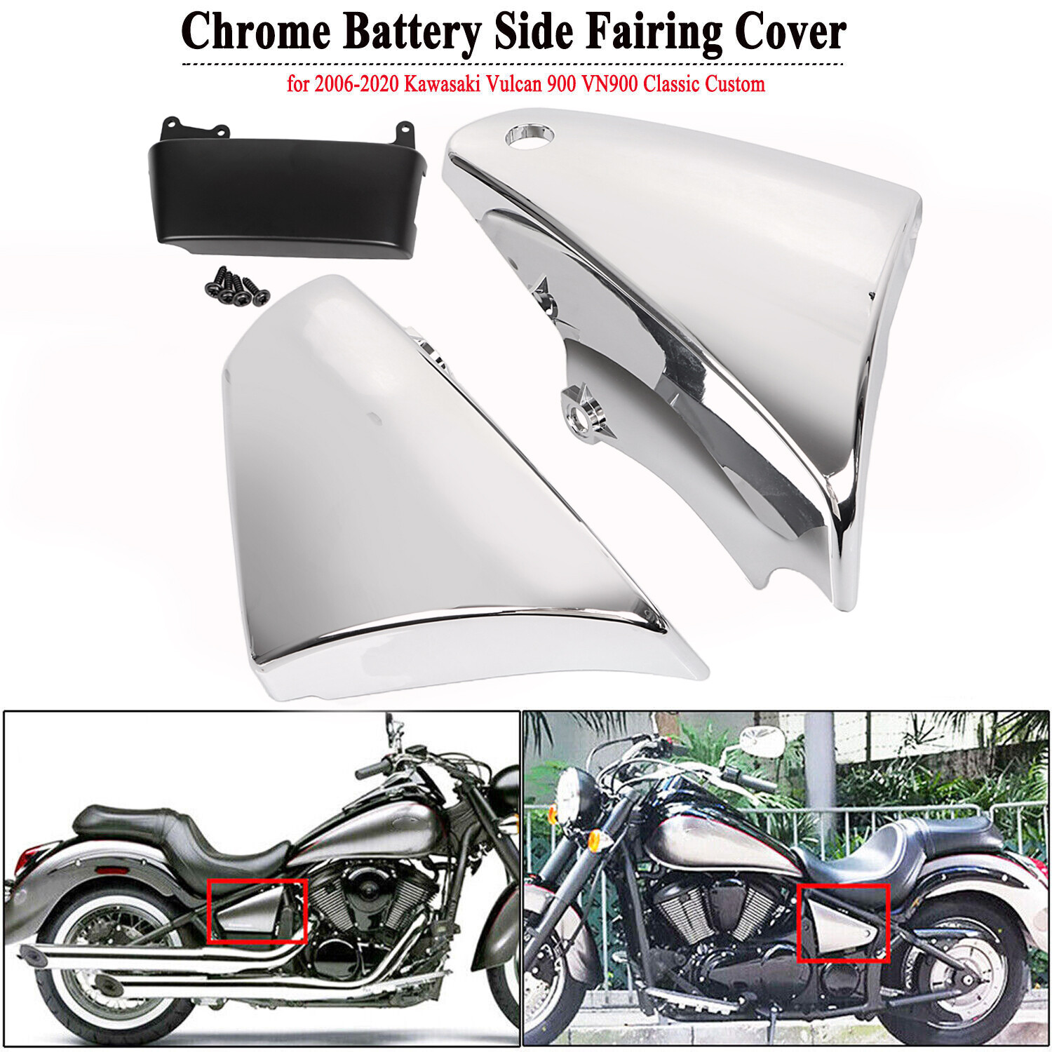 Vn900 Classic Custom Parts Chrome Battery Side Covers For Kawasaki Vulcan  900 2006-2020 - ABS Plastic Left \u0026 Right Set Kawasaki Vulcan 900 Accessories, image size:1500x1500
