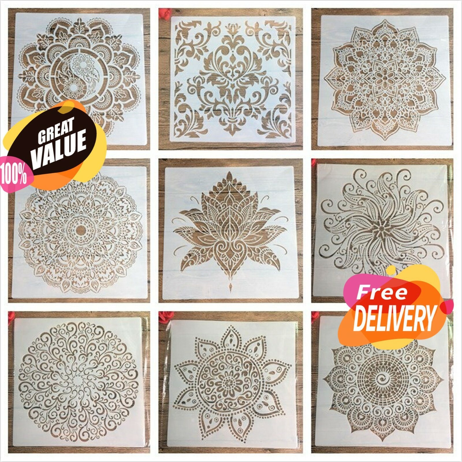 Big Mandala Stencil DIY Layering Template Mold For Walls Scrapbooking  Painting | eBay