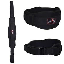Weight Lifting Belt Training Gym Fitness Bodybuilding Back Support Workout Black