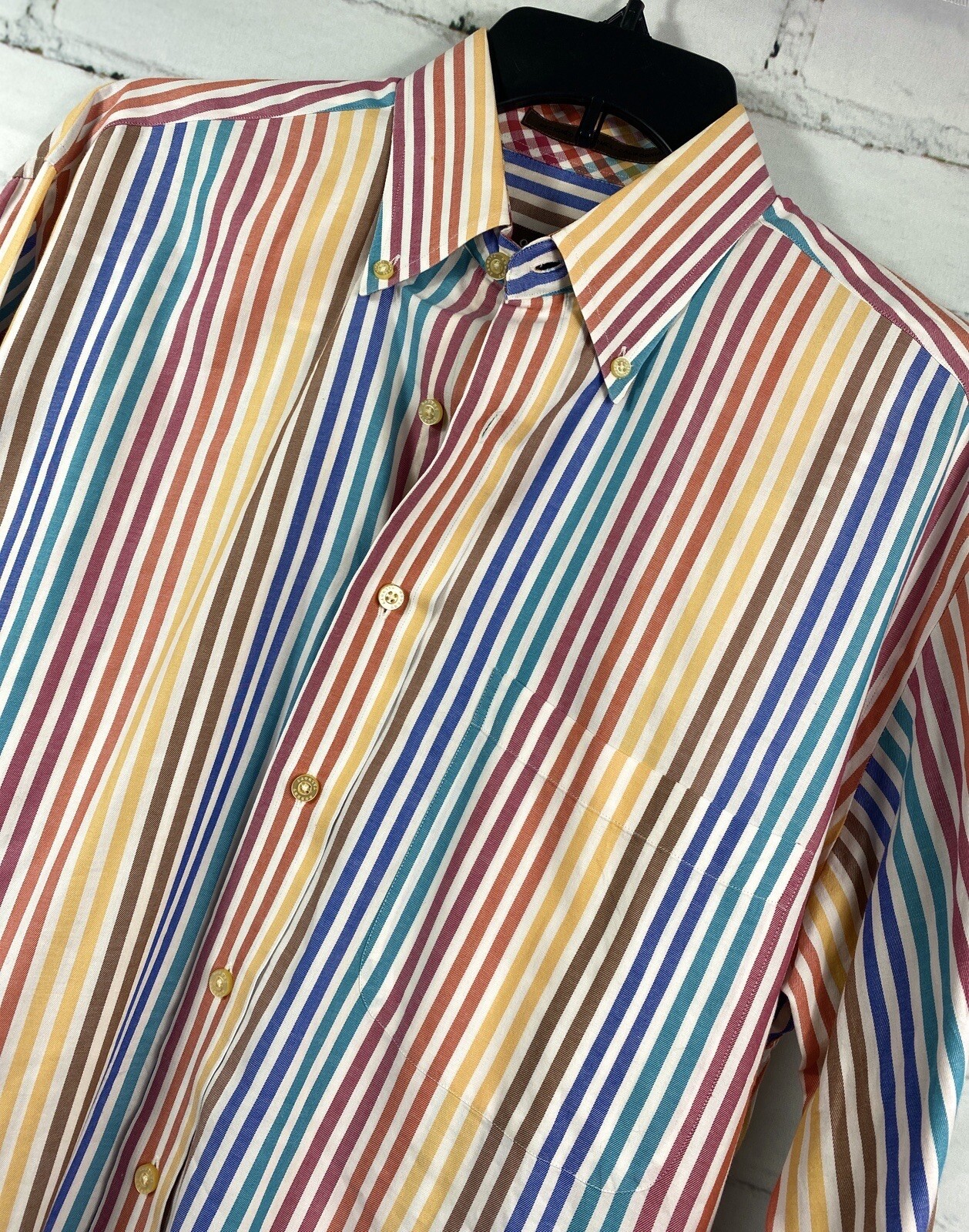 Robert Talbott Mens Medium Multicolor Stripe Long… - image 3