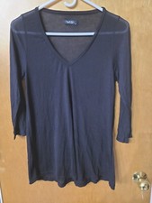 LAUREN MOSHI Beverly Hills Lightweight V-neck Black Tee 100% Micro Modal, M, NEW