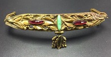 Antique Brass Art Nouveau Leaf Design Jeweled Purse Frame