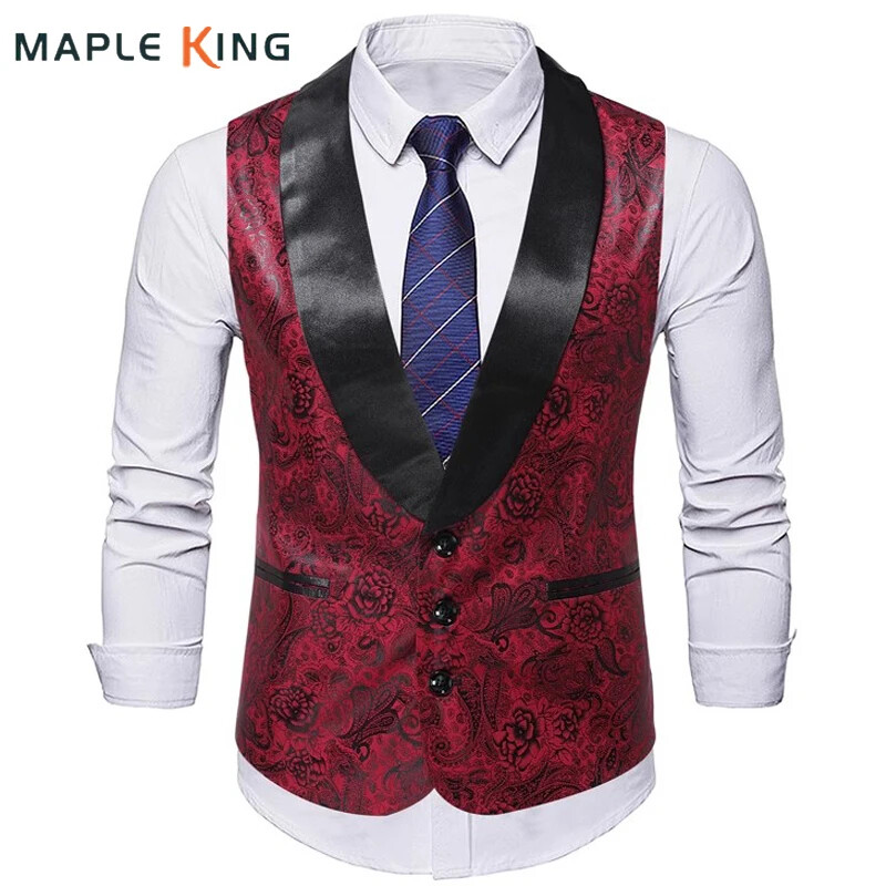 2024 Slim Men Suit Vest Vintage Wedding Party Waistcoat for Formal Events
