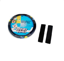 New Set Cartoon Looney Tunes Tweety Bird Steering Wheel Cover Seat Belt Covers
