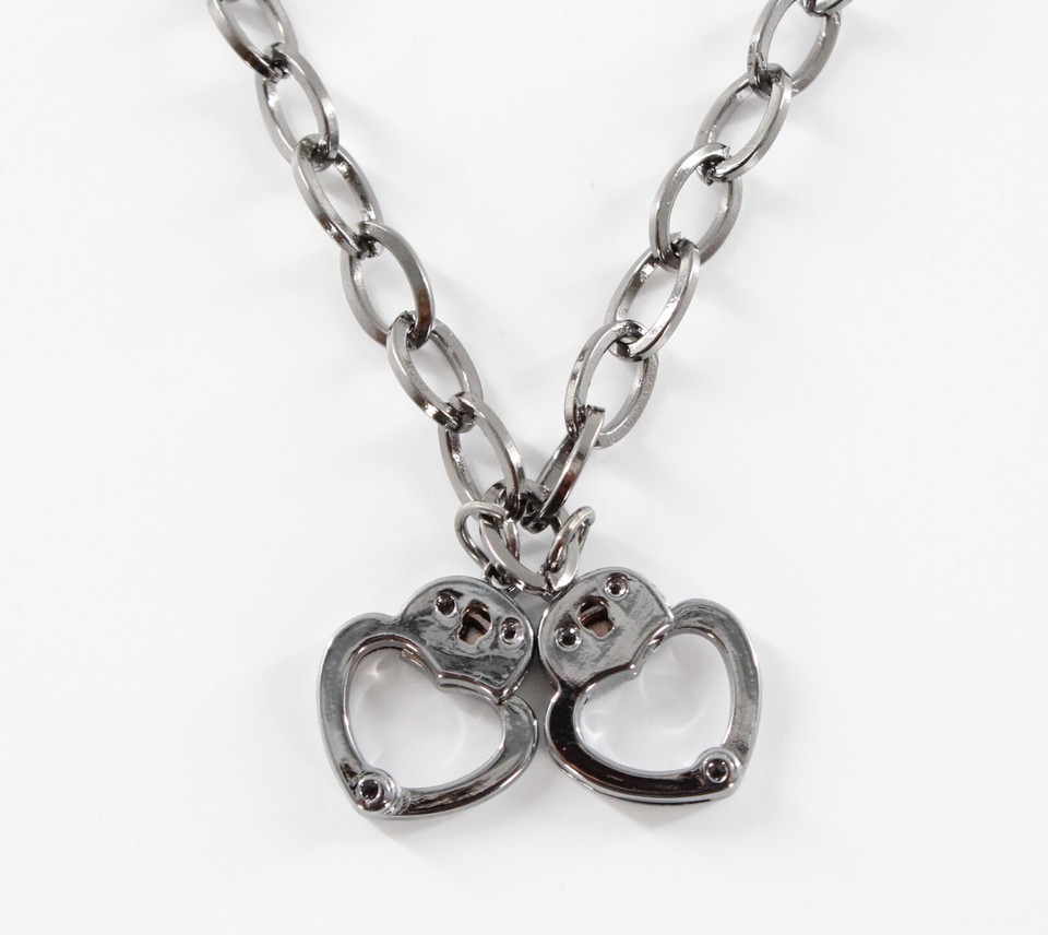 New Dark Silver Handcuff Pendant Necklace by Hot Topic #N2790 | eBay