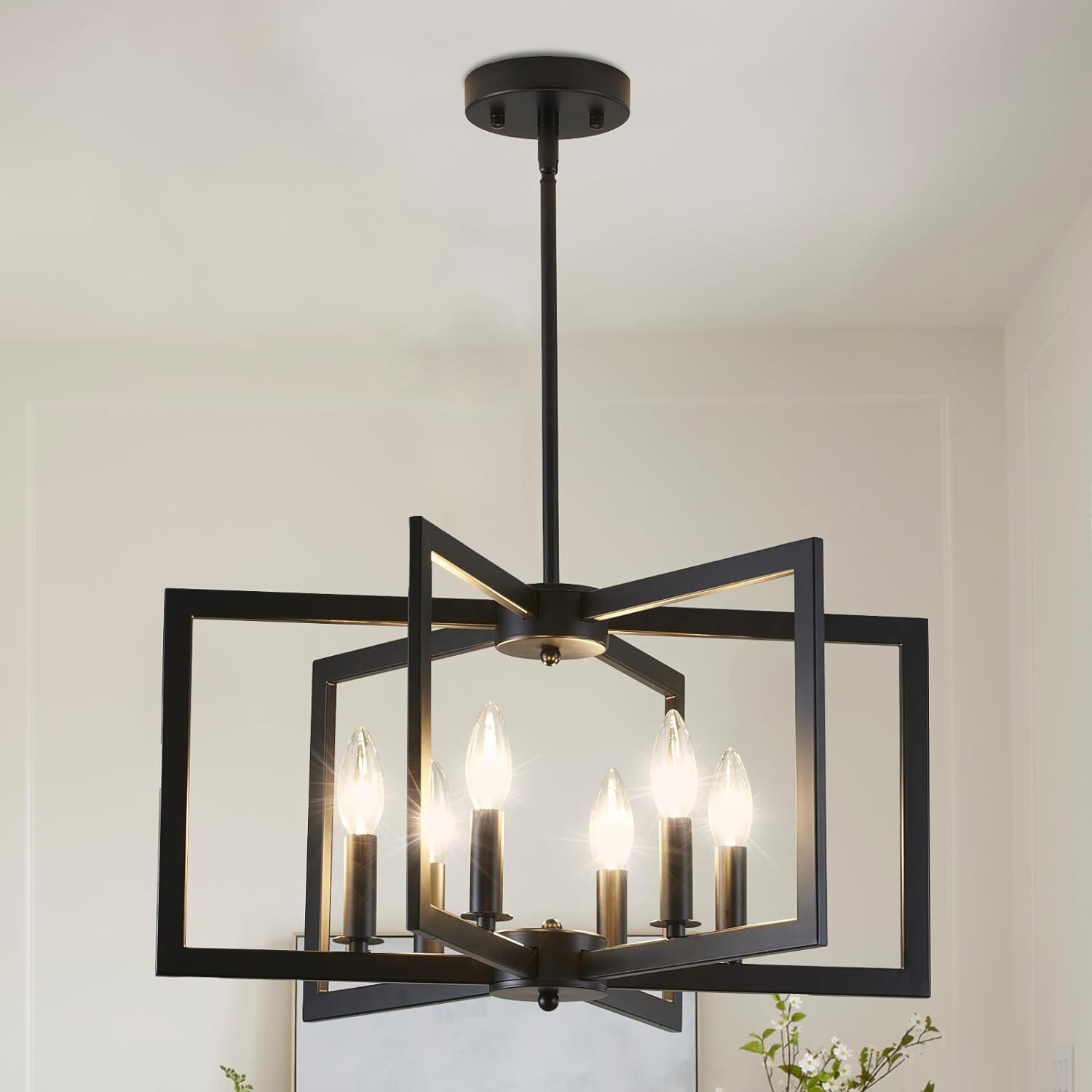 Black Chandelier Ceiling Light Fixture Lamp Dining Living Room Decor, 6-Lights