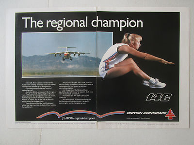 10/1988 PUB BRITISH AEROSPACE COMMERCIAL AIRCRAFT BAE 146 SPORT ATHLETE AD