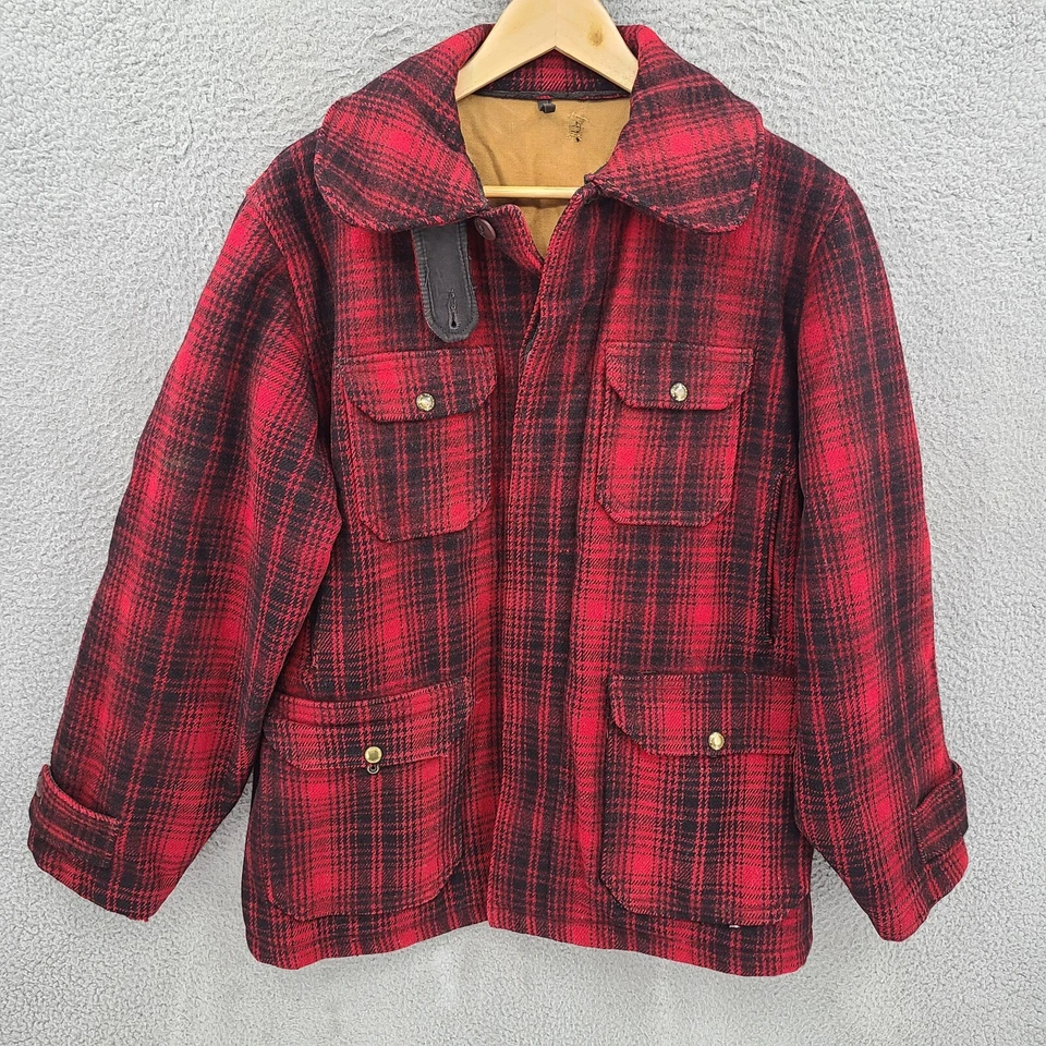Vintage Woolrich Jacket And Pants Mens Red Plaid Wool Hunting 40s 50s Mackinaw - Image 2 of 4