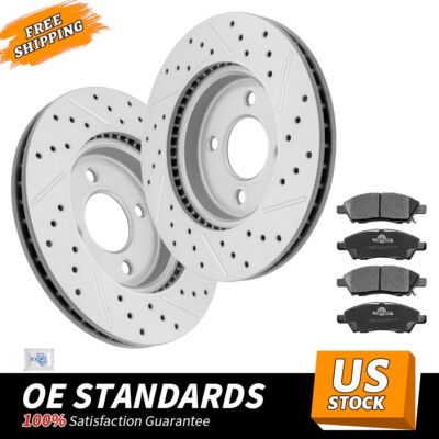 Front Drilled Brake Rotors & Ceramic Pads for Nissan Micra Versa Note 2015-2019
