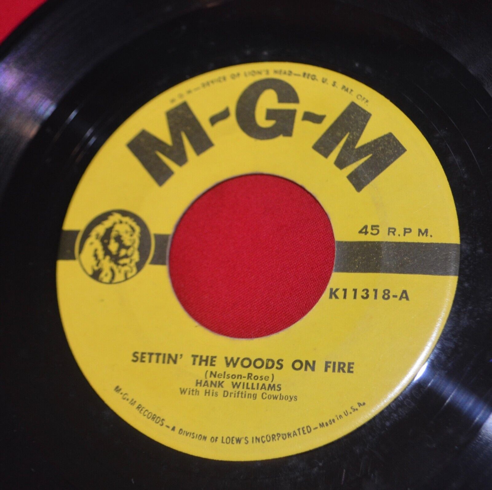 Hank Williams Settin' The Woods On Fire/You Win Again 45 MGM 11318 VG