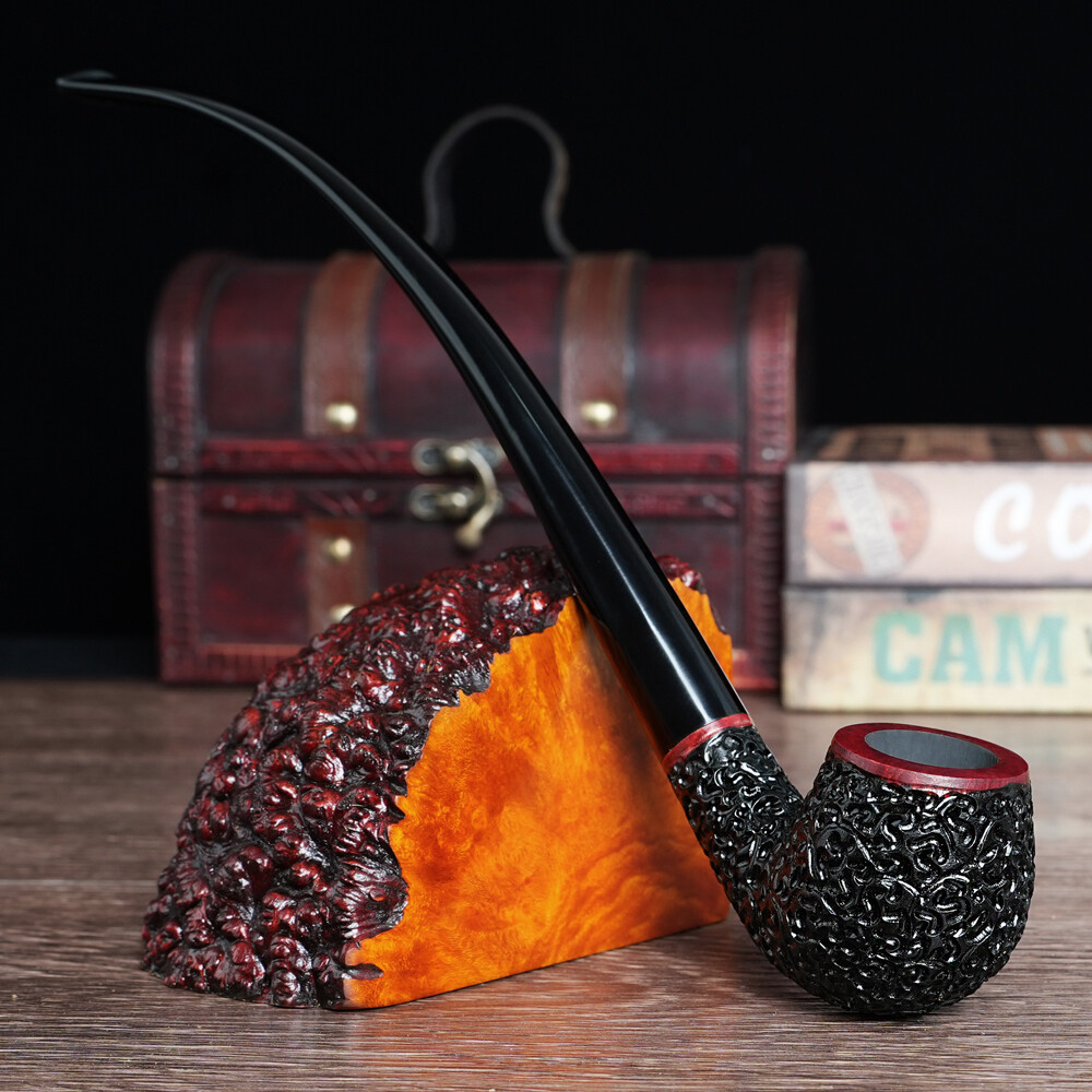 MUXIANG Briar Gandalf Churchwarden Tabakpfeife – Handgefertigt, Lange Pfeife Für 9 Mm Filter, 26,7 Cm Lang