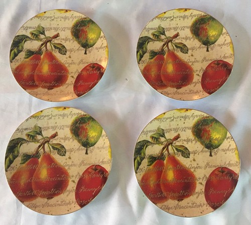 VINTAGE Department 56 Plates 8.25" PEARS & APPLES 4-Piece Set (1998) - Picture 2 of 5