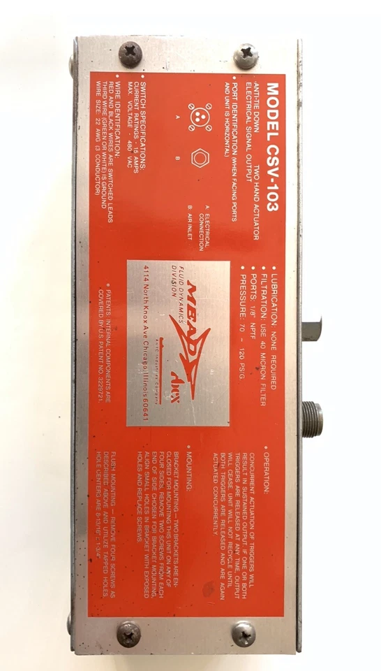 Controle de duas mãos Bimba-Mead CSV-103, para atuação elétrica de válvula solenóide - Imagem 4 de 4