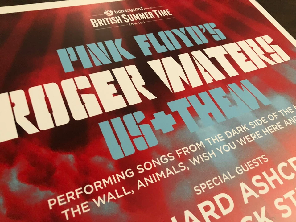 Póster Roger Waters Pink Floyd Hyde Park 2018 mercancía oficial raro Foto 4 de 4