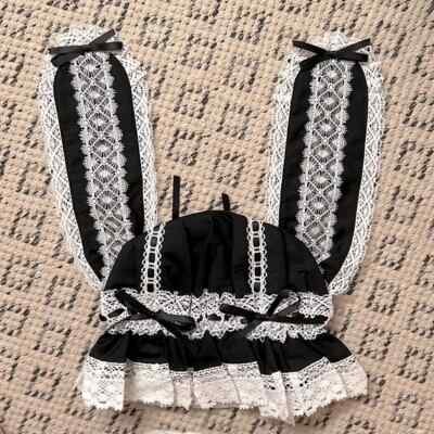 NEW Rococo Victorian Classic Lolita Bunny Ears Bonnet night  display picture 3