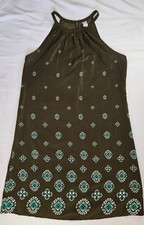 Old Navy Womens Olive Green And Blue Design Pull On Slip Dress Size Small