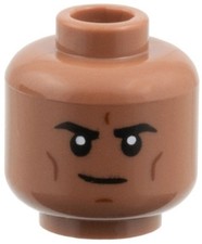 Lego New Minifigure Head Medium Brown Cheek Line Dimple Grin Morales Prowler sp3