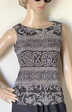 Alex Evenings Black & Silver Glitter Art Deco Tank Made in USA Size Small Petite