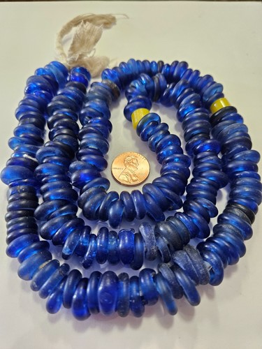 Rare Blue Dutch Annular Ringlet Glass Beads – Late 1600s – 30" Strand