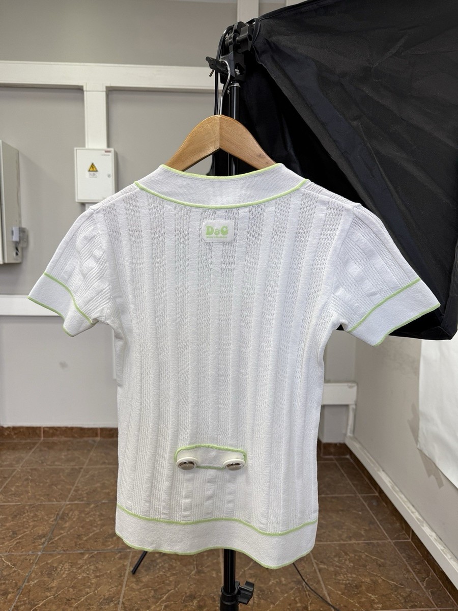 🇮🇹 Vintage 2000 Dolce Gabbana D&G White Knit T-Shirt Italy Size 🇮🇹 Vintage 2000 Dolce Gabbana D&G White Knit T-Shirt Italy Size
