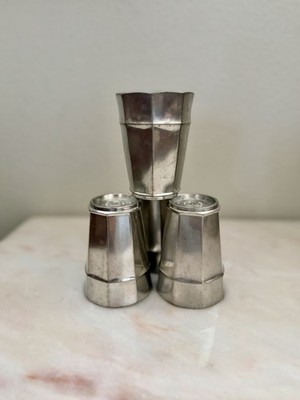 Vintage Pewter SIGG Zin Tumbler Drinking Cup  set of 4