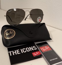 Ray-Ban Sunglasses RB3025 Aviator Silver Polarized Sunglasses 58mm