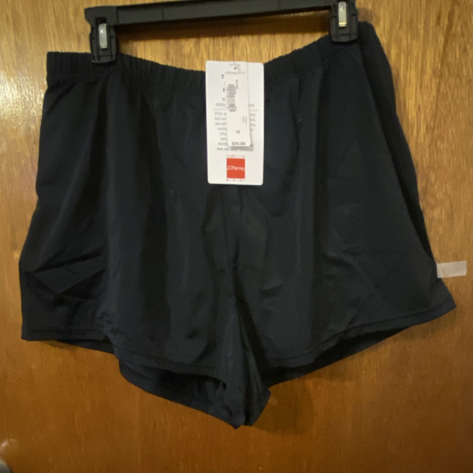 JCPenney Women's Black Athletic Shorts Elastic Waist Pull On Size 16