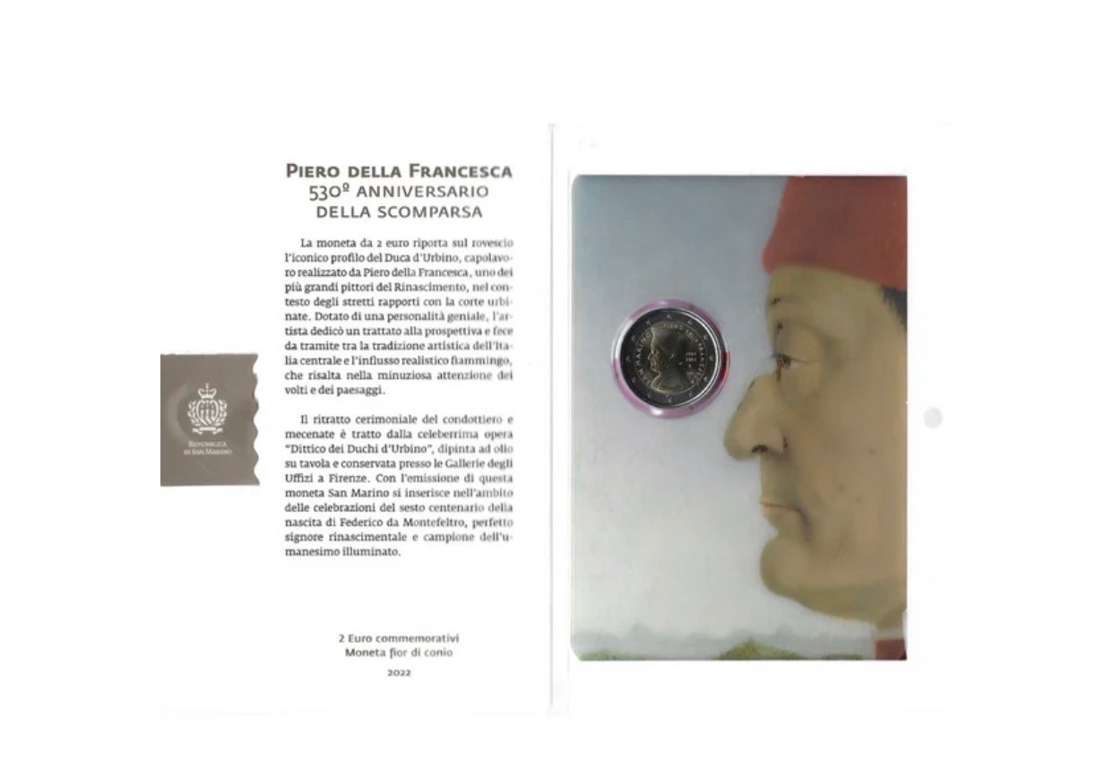 2 euros commémorative Saint Marin 2022 - Piero Della Francesca en coffret