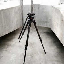 Manfrotto 504HD Pro Fluid Head On 536 MPRO Carbon Fiber 3-Stage Video Tripod