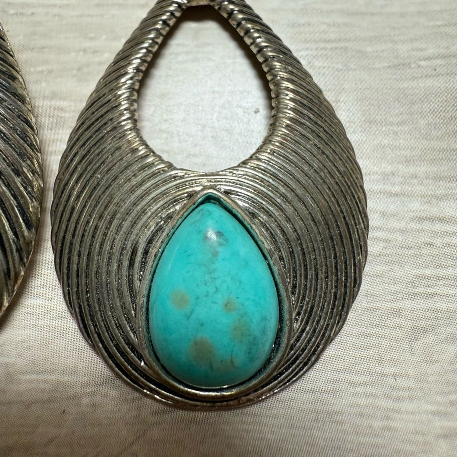 Boho Turquoise Statement Earrings Bundle Silver T… - image 8
