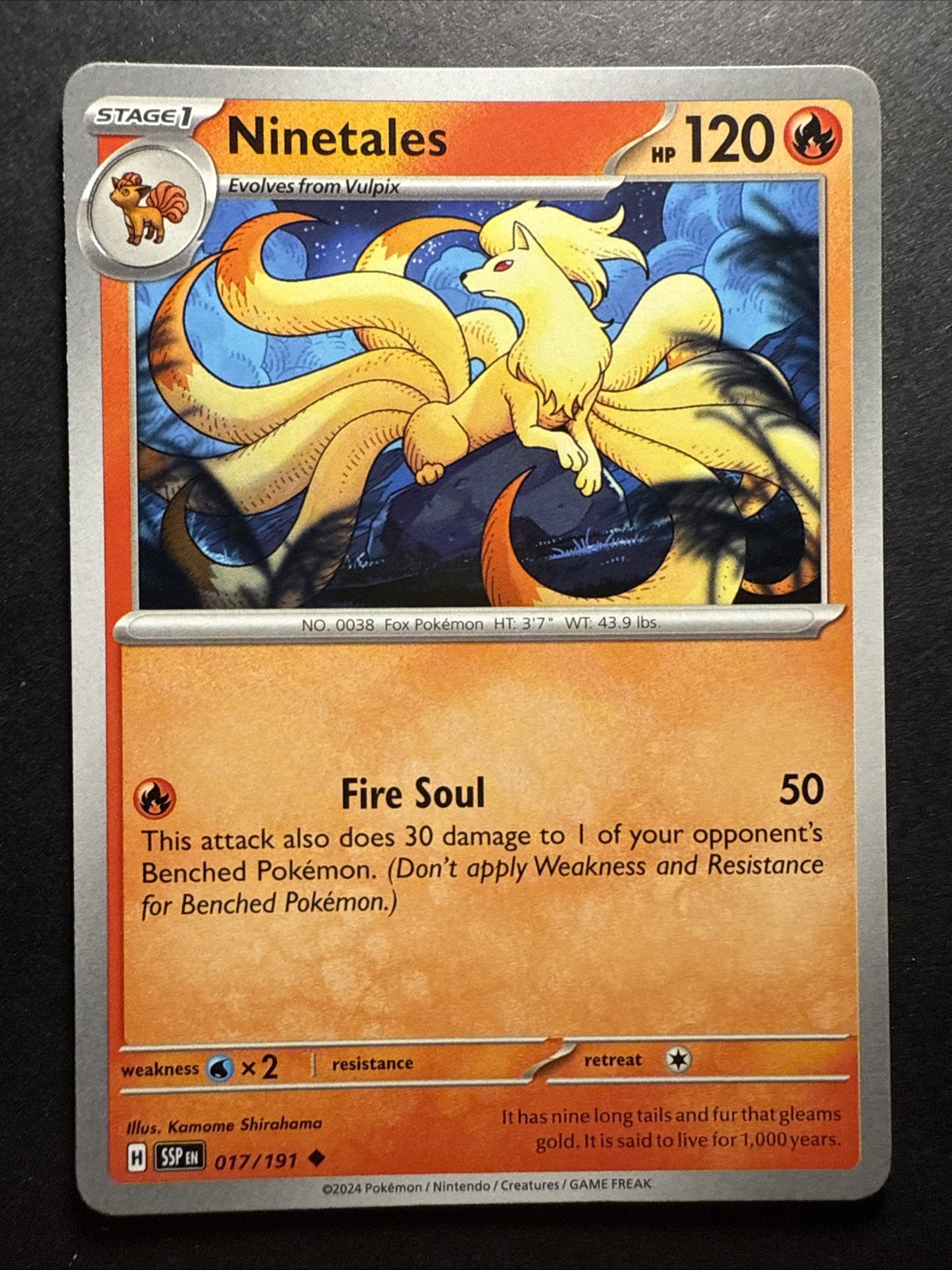 Pokemon Ninetales 017/191 Regular Uncommon Surging Sparks Fire NM MLC