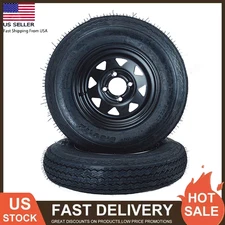 2 Set 5.30-12 Trailer Tires with Rims 5.30x12 5.3-12 530-12, 4 Lug on 4", 6PR