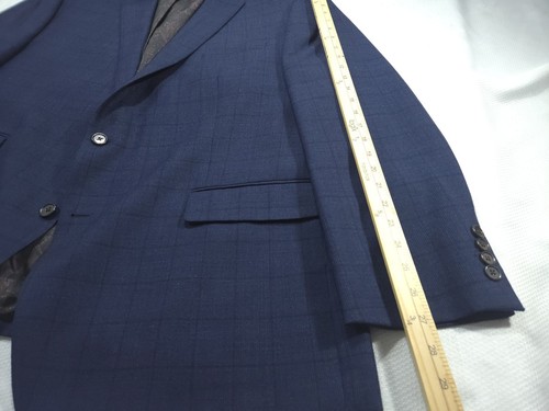 Ralph Lauren Mens Sport Coat 50L Suit Jacket Blue Dark Wool Blazer Check - Picture 3 of 11