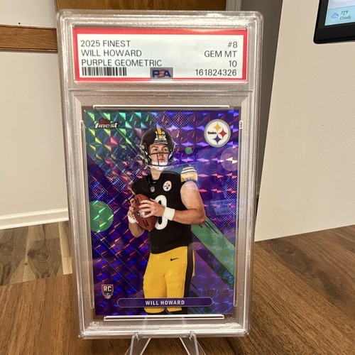Topps 2025 Finest Will Howard Pittsburgh Steelers #8 Purple Geometric RC PSA 10
