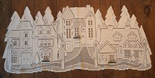 Vintage Heritage Lace Table Runner Houses Village Flowers Cottage Core