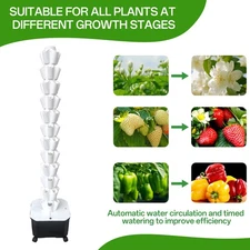 Vertical Hydroponic Garden Tower System Aeroponics Home Grow Kit 12 Layer 60 Pot