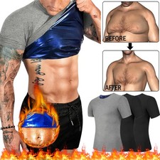 Men Sauna T-Shirt Heat Trapping Sweat Workout Compression Vest Sport Shaper Top