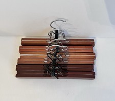 6 Wooden Clamp Hangers Pants Trousers Skirt Natural Wood  Metal Swivel Lot of 6