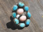 BIG NAVAJO SILVER TURQUOISE CLUSTER RING NATIVE AMERICAN INDIAN STYLE JEWELRY — photo 1
