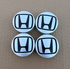 4pc Silver Black Logo Aluminum Wheel Center Caps For Honda 1999-2005 Civic 58mm
