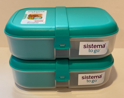 #ad 2 Pack Sistema To Go Ribbon Lunch Boxes 37.8oz New Zealand BPA Free Bento Klip $18.95