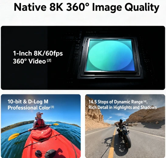 DJI Osmo 360 II Adventure Bundle Camera 8K 60fps 360° Action Battery Case Selfie - Picture 3 of 6