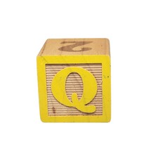 Vtg Letter Q Wooden Alphabet Block Replacement Crafts Crafting Supply 1.75x1.75"