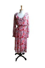 Tommy Hilfiger Long Pink Floral Red White Cottage Core Peasant Dress 2