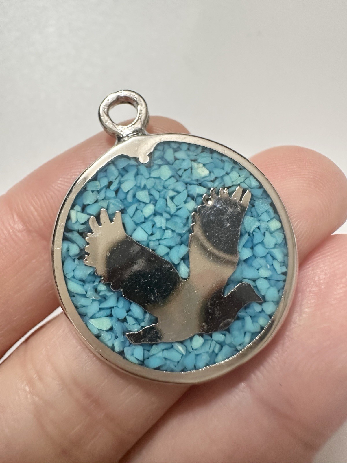 Vintage Native American Eagle Crashed Turquoise C… - image 2