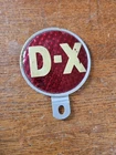 Vintage D-X Gasoline Oil Adv. License Plate Topper Red Reflector